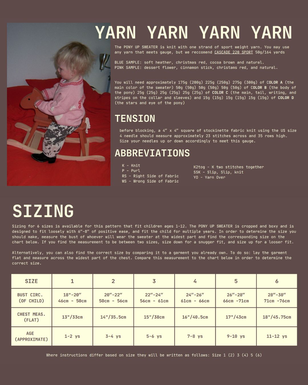 PONY UP SWEATER knitting pattern