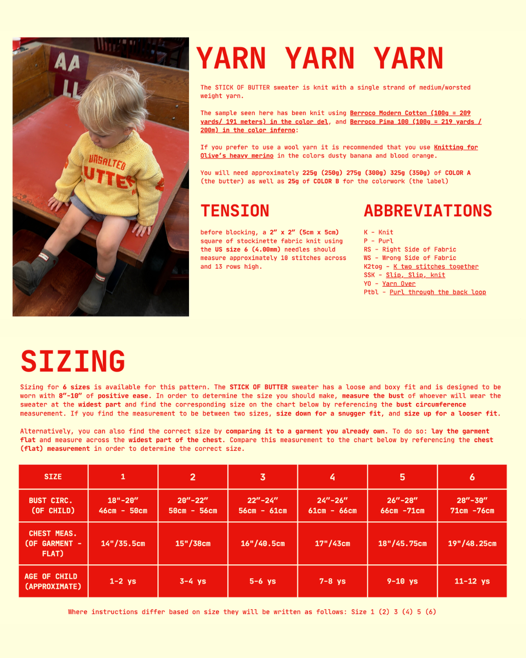 STICK OF BUTTER SWEATER knitting pattern