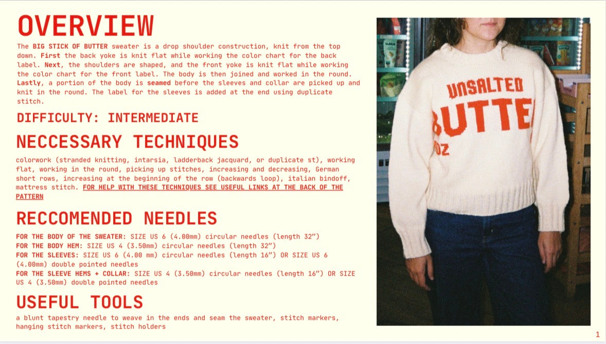 BIG STICK OF BUTTER SWEATER knitting pattern