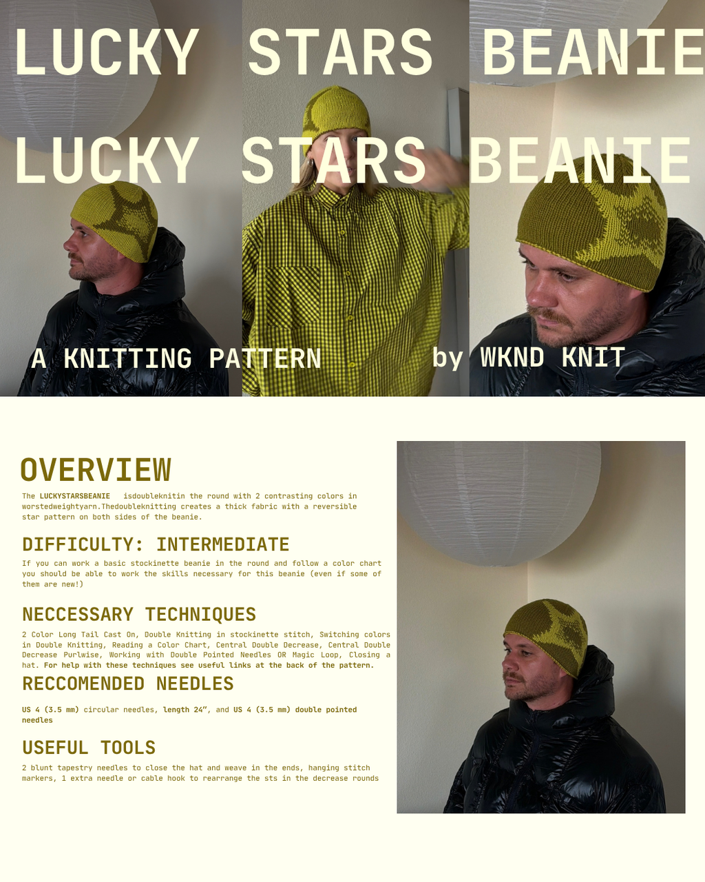 LUCKY STARS BEANIE Knitting Pattern